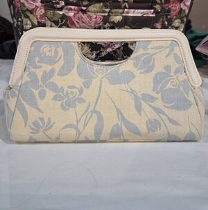 Floral Beige and Blue Women's Clutch